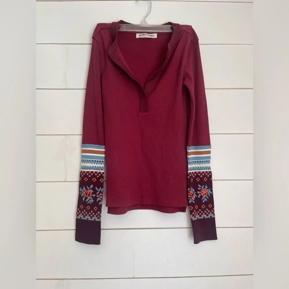 NWOT Free People Mikah Notch Neck waffle Top - Picture 12 of 14